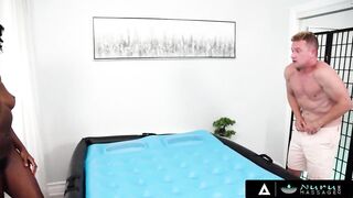 Interracial NURU Romp As Sweetheart Glides On Roommate’s Cock