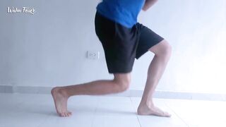 Lengthy legs and hot feet doing squats during the time that stripping