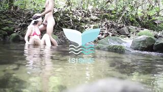 Slim step sister shows her breasts and takes my wang out to suck it in the mountain.