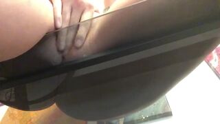 Squirting On A Glass Table THERAWHONEY