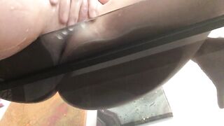 Squirting On A Glass Table THERAWHONEY