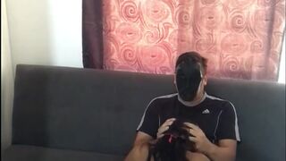 I ride my boyfriend's penis in my living room.