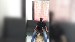 I ride my boyfriend's penis in my living room.
