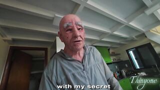 87 years old rich grand-dad using impure tricks for getting poor angels to the couch