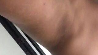 glamorous brunette hair records herself masturbating her love button in the shower