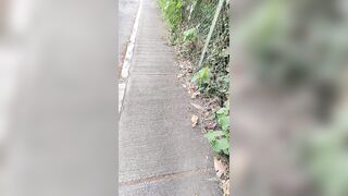 My girlfriend has the Lush toy inserted in her cunt and we are walking down the street and I'm rec