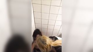 She dominates her bitch in the public restroom 