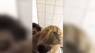 She dominates her bitch in the public restroom 