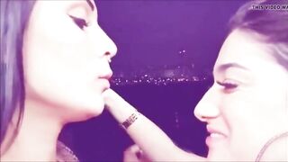 Amateur lesbian tongue kiss