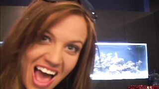 College girl picks up store clerk for hot lesbian sex