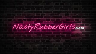 Latex Lesbians, Mouth Strap-on, Inflatable Hood Dressing