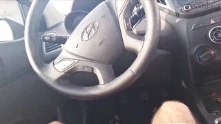 Risky masturbation for a redhead who was at the bus stop!