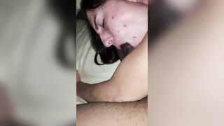 Cumming with a wang in her throat is so cute!