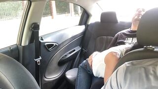 sexually excited pair screw in the uber car.