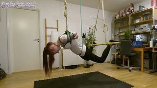 Shibari play - cunt rope predicament & flogging