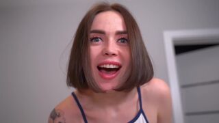 Angel in sneakers with a large soaked booty sucking insatiably and then riding on schlong
