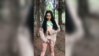 two in 1 Cum on my feet, large piddle and spunk flow in the woods