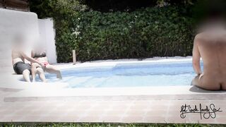 Having pleasure in a pool of a swinger club!!