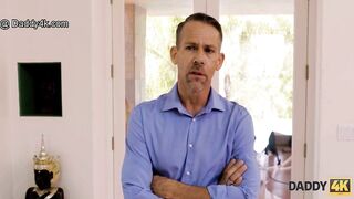 DADDY4K. Soaked and sexy slim redhead makes it with her father-in-law