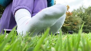 foot worship nude and in socks in public outdoor