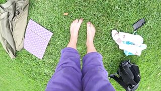 foot worship nude and in socks in public outdoor