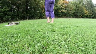 foot worship nude and in socks in public outdoor