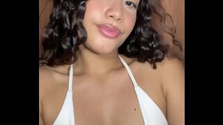 Blameless angel with a delicate face masturbates her cunt in a miniskirt