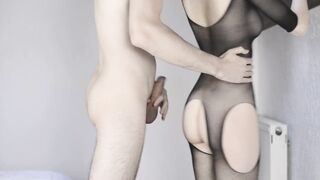 Ardent fishnet standing sex section
