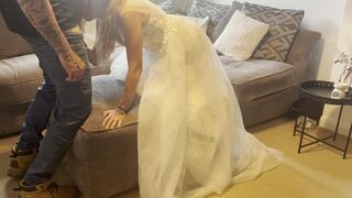 builder gets customer to put her wedding suit on and breeds her previous to spouse gets home