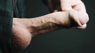 Thick spunk fountain in 4K slow motion. Masturbating my large veiny Swedish wang. Uncut and natural foreskin.