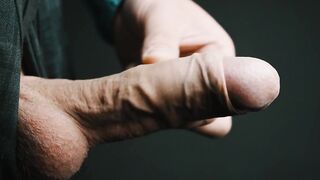 Thick spunk fountain in 4K slow motion. Masturbating my large veiny Swedish wang. Uncut and natural foreskin.