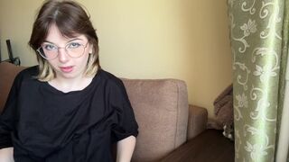 Impressive brunette hair in a t-shirt shows off her lush boobs