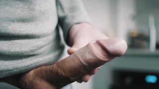 White uncut knob palpitating cum in 4K