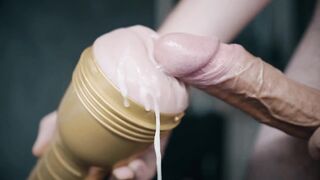 Large veiny white weenie banging fleshlight. Lots of cum!!! 4K