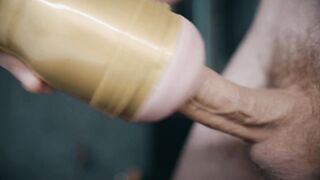 Large veiny white weenie banging fleshlight. Lots of cum!!! 4K