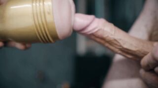 Large veiny white weenie banging fleshlight. Lots of cum!!! 4K