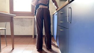 I drilled my roommate in the kitchen