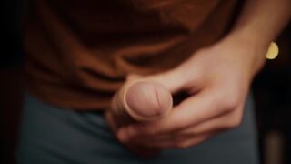 hunk with a large knob playing with his foreskin in 4K