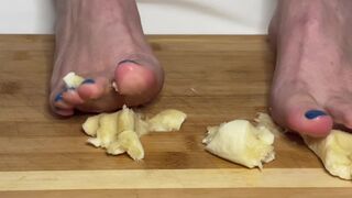 Bawdy play with a banana underneath my feet