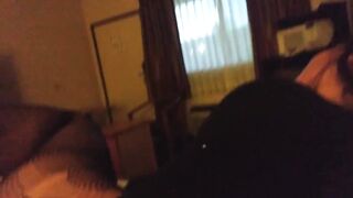 Having pleasure in motel with window open