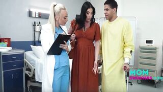Breasty Dissolute Golden-haired Doctor Swaps Stepsons With A Anxious Patient At Hospital