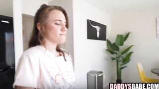 Step daddy and step daughter camping indoors