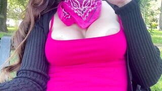 European Stepmom Artemisia Love Flashing her palatable titties outside solo bazookas fetish session