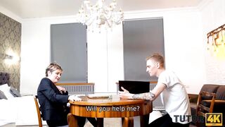 TUTOR4K. Sex with man is inappropriate but trainer can't resist having it