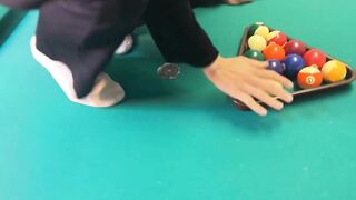 Barefeet mouth job on the pool table