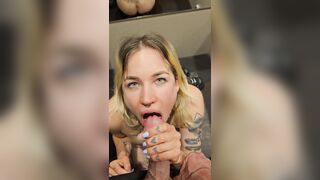 Swallowing cum in the changing room