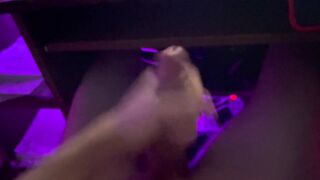 Wanking underneath neon lights and having a wonderful climax