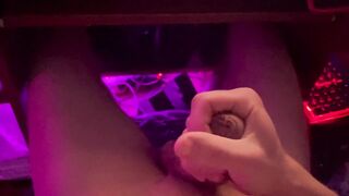 Wanking underneath neon lights and having a wonderful climax