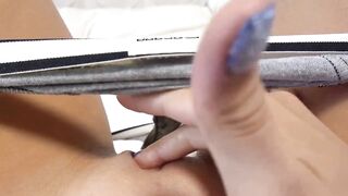 A slut out of a relationship entertains herself