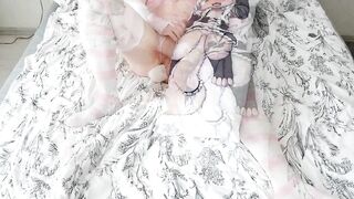 solo hunk in chicks underware masturbation with hentai bodypillow